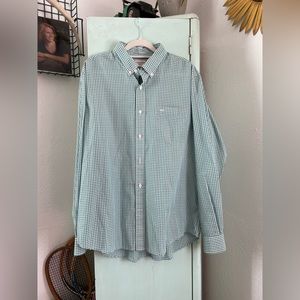 Dockers Long Sleeve Plaid Button Down, Green, Size Large